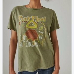 LUCKY BRAND Women's Green Pink Floyd Graphic Short Sleeve Crew Neck Top S